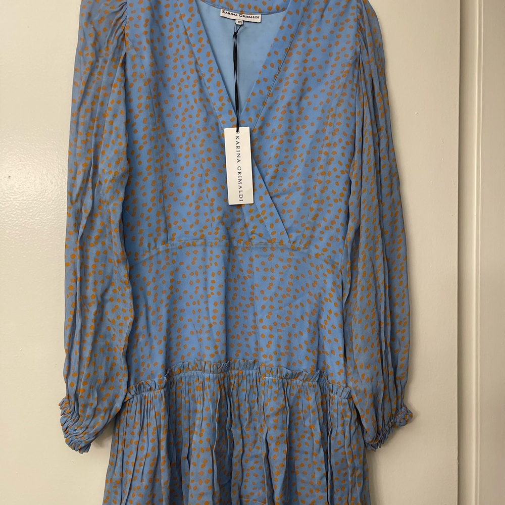 Karina Grimaldi Blue Ruffled Tiered Sundress